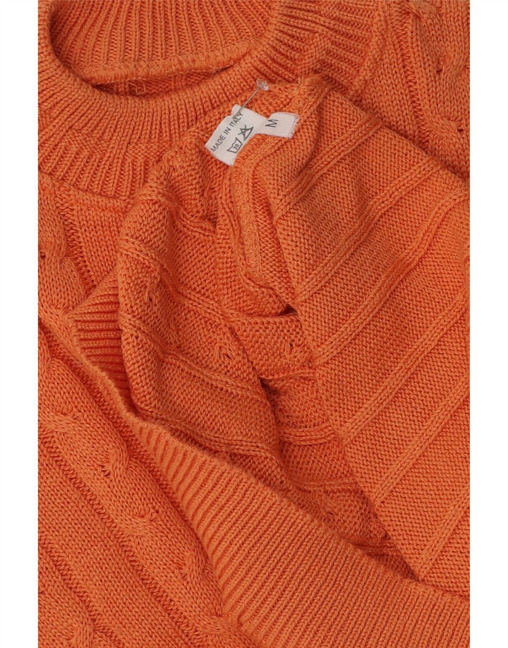 Vintage hombres tortuga cuello jumper suéter medio naranja algodón