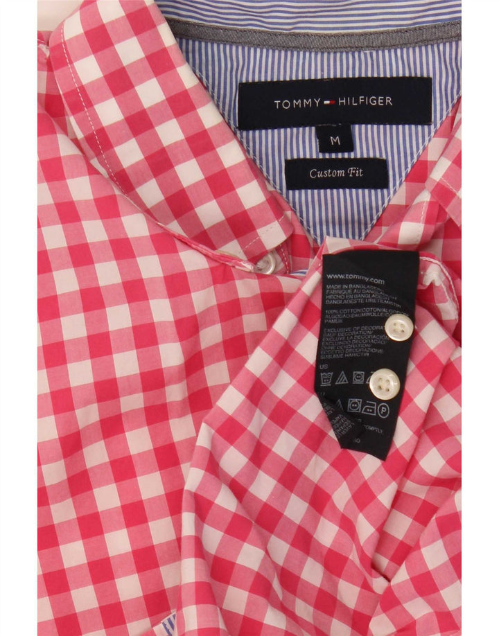 Camisa Tommy Hilfiger de manga corta con ajuste personalizado para hombre, algodón a cuadros rojo medio
