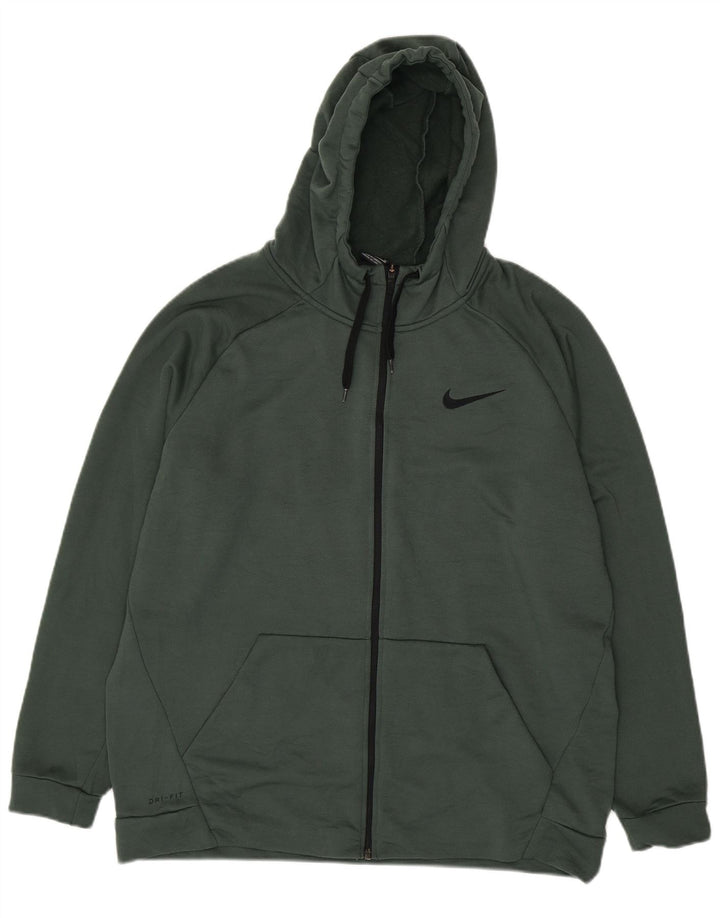 NIKE Sudadera con capucha y cremallera Dri Fit para hombre XL Poliéster verde