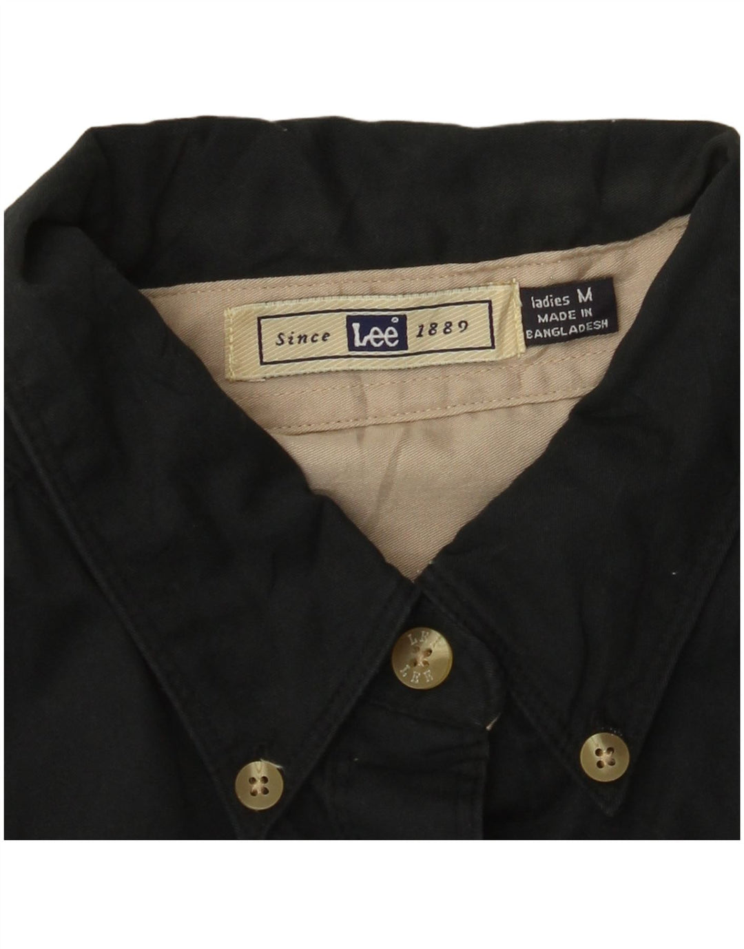 LEE Camisa extragrande para mujer UK 44 Mediana Algodón negro