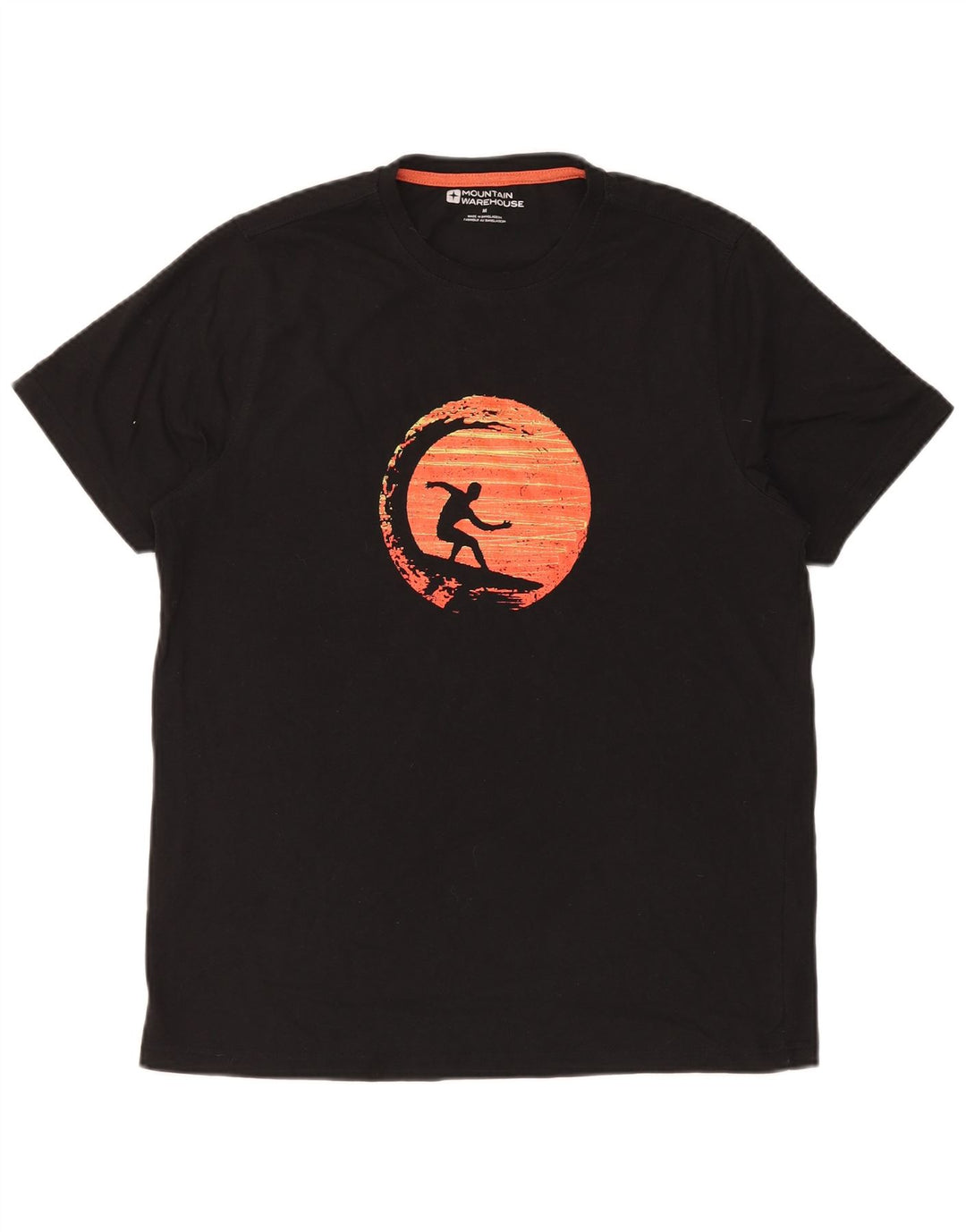 MOUNTAIN WAREHOUSE Camiseta gráfica para hombre Top Algodón negro mediano