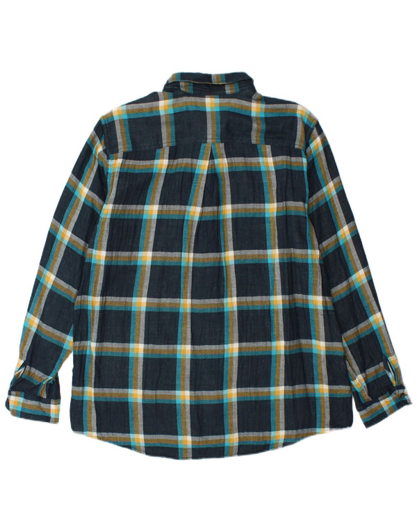 EDDIE BAUER Camisa de franela para mujer UK 40 Grande Algodón a cuadros azul marino