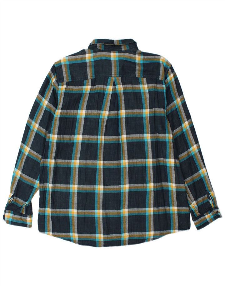 EDDIE BAUER Camisa de franela para mujer UK 40 Grande Algodón a cuadros azul marino