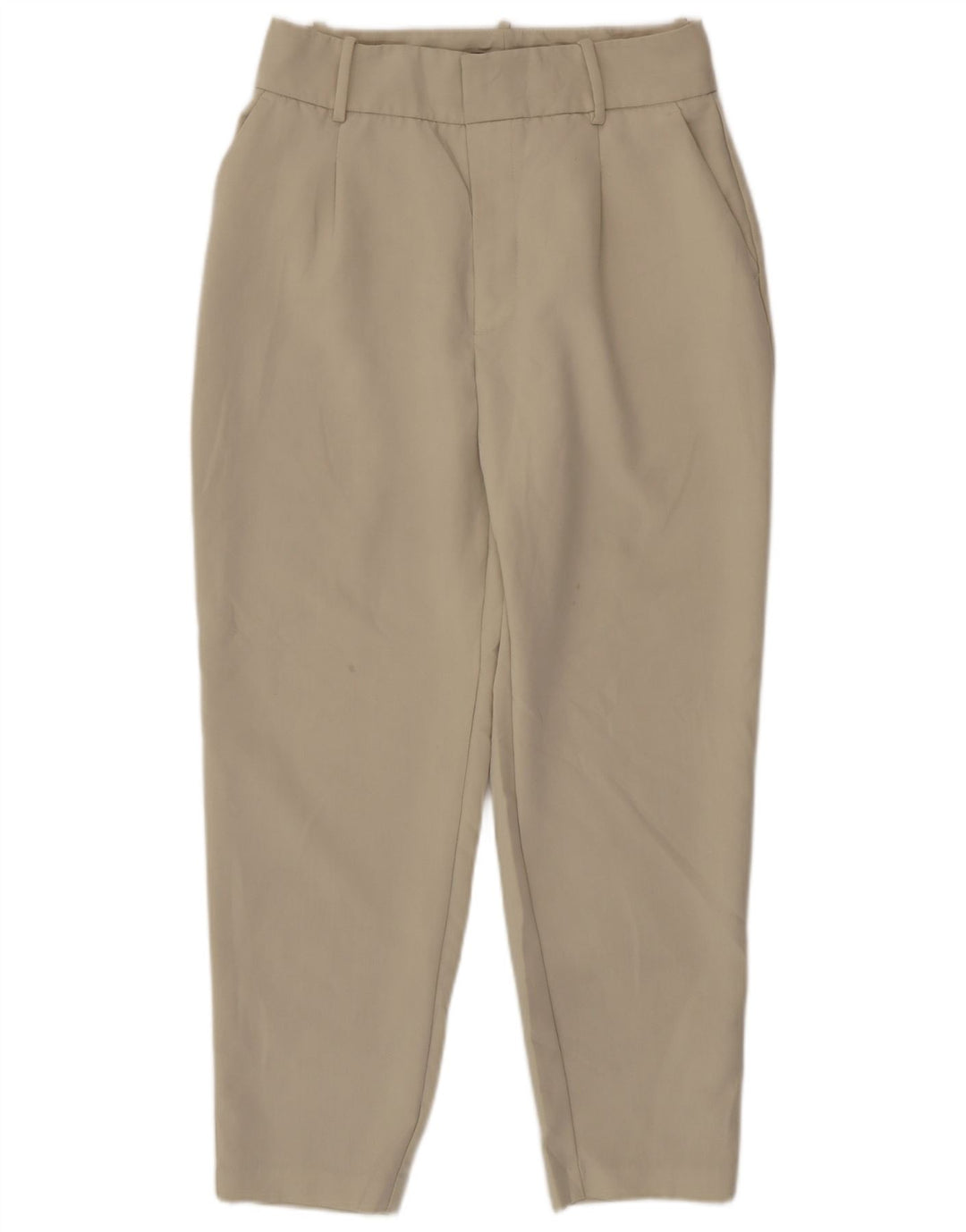 Zara Mujer Pantalón De Traje Cónico Grande W30 L26 Poliéster Beige