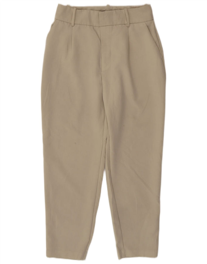 Zara Mujer Pantalón De Traje Cónico Grande W30 L26 Poliéster Beige