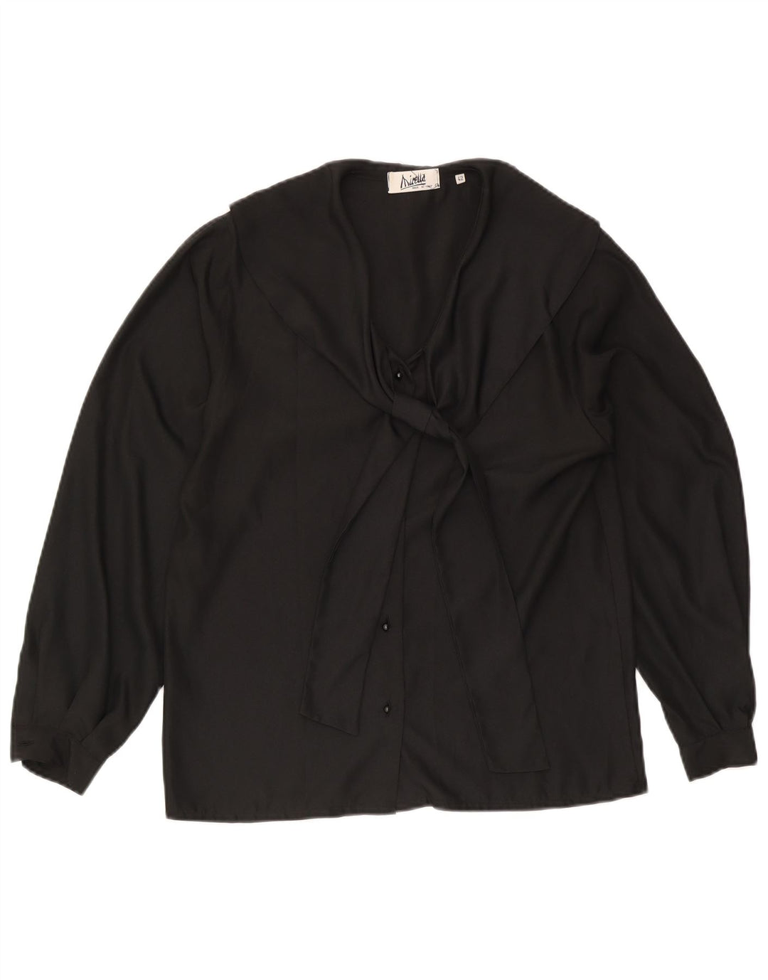 Mirella Blusa camisera con lazo frontal para mujer IT 42 Poliéster negro mediano