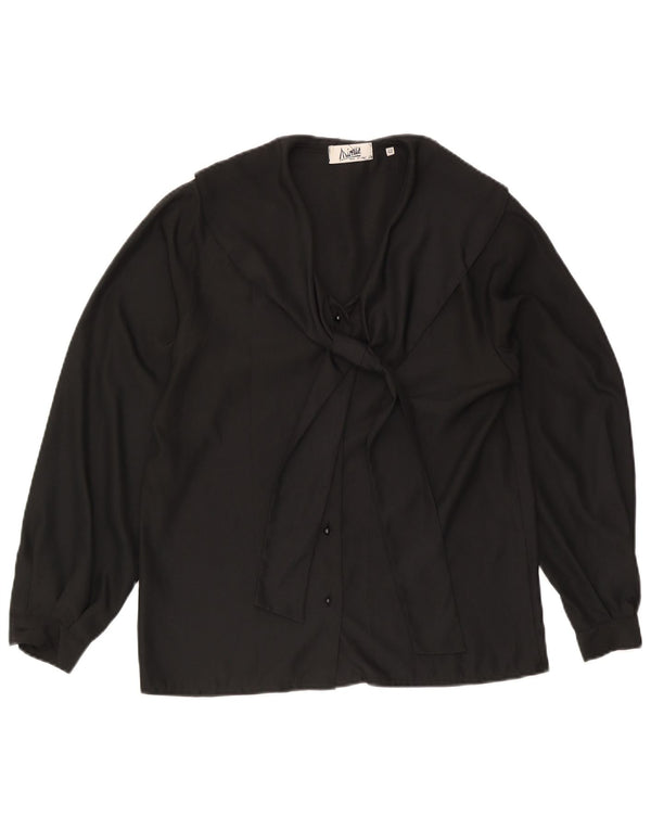 Mirella Womens Front Tie Shirt Blouse IT 42 Medium Black Polyester