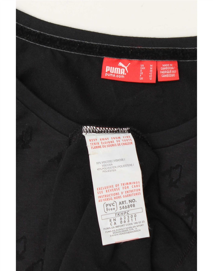 Puma Mujer See Through Top UK 12 Medio Azul Marino Viscosa Geométrica