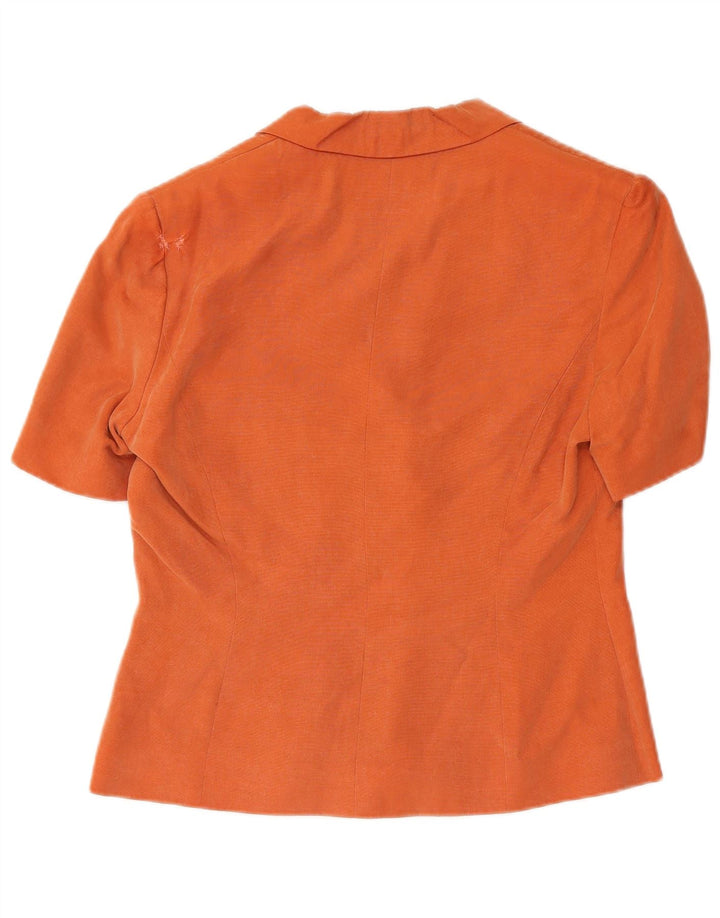 Monsoon Chaqueta tipo blazer de manga corta con 3 botones para mujer, talla 44, color naranja mediano