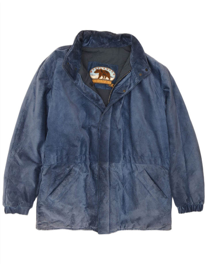 Chaqueta de ante vintage para hombre IT 50 Modal azul grande