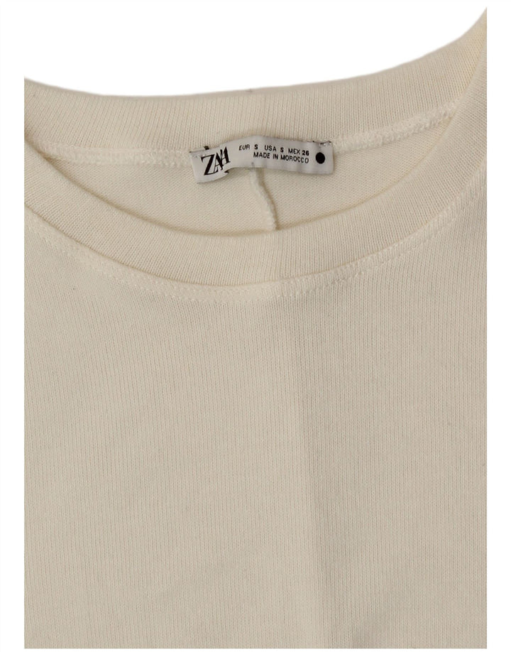 Zara Mujer Maxi Vestido Jersey UK 10 Small Blanco