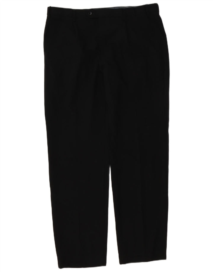 Marks & Spencer Pantalón de traje recto para hombre W38 L33 Poliéster negro