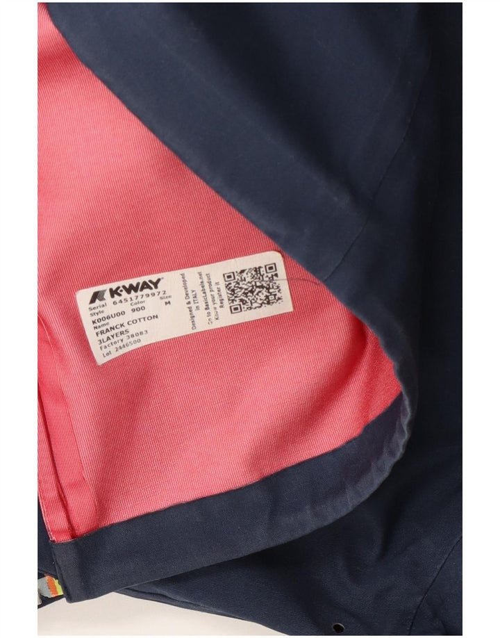 K-Way Chaqueta impermeable con capucha para hombre UK 38 Medium Azul marino Algodón
