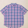 Chaps Camisa de manga corta para hombre de fácil cuidado, 2XL, algodón azul a cuadros