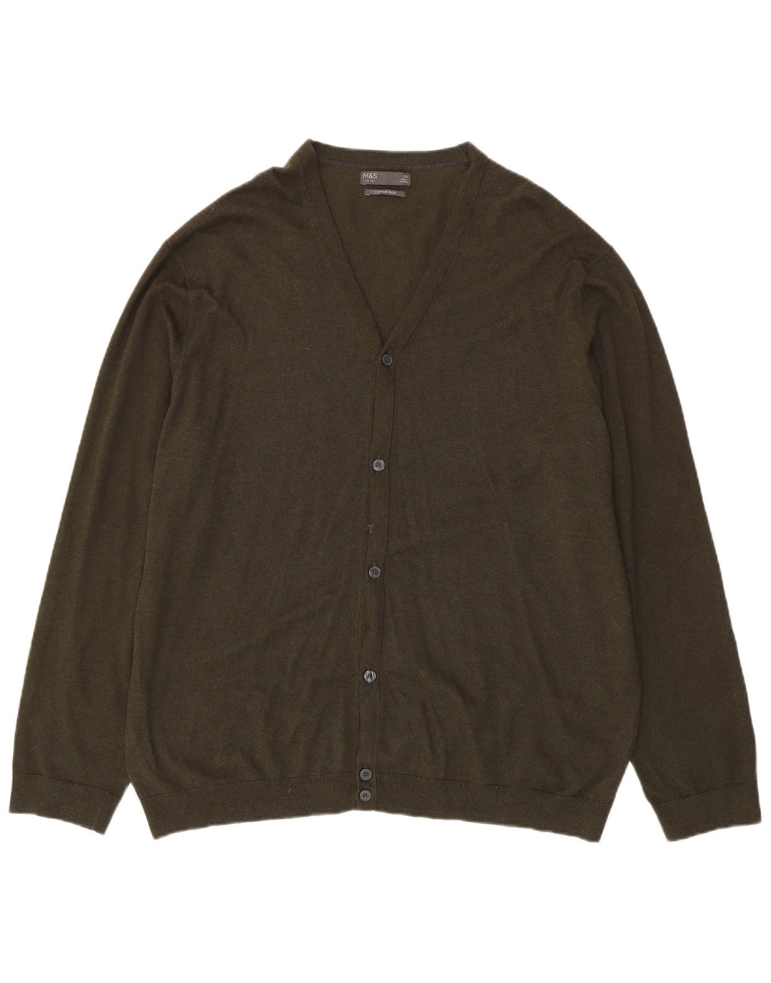 Marks & Spencer - Cárdigan para hombre, talla 2XL, algodón caqui