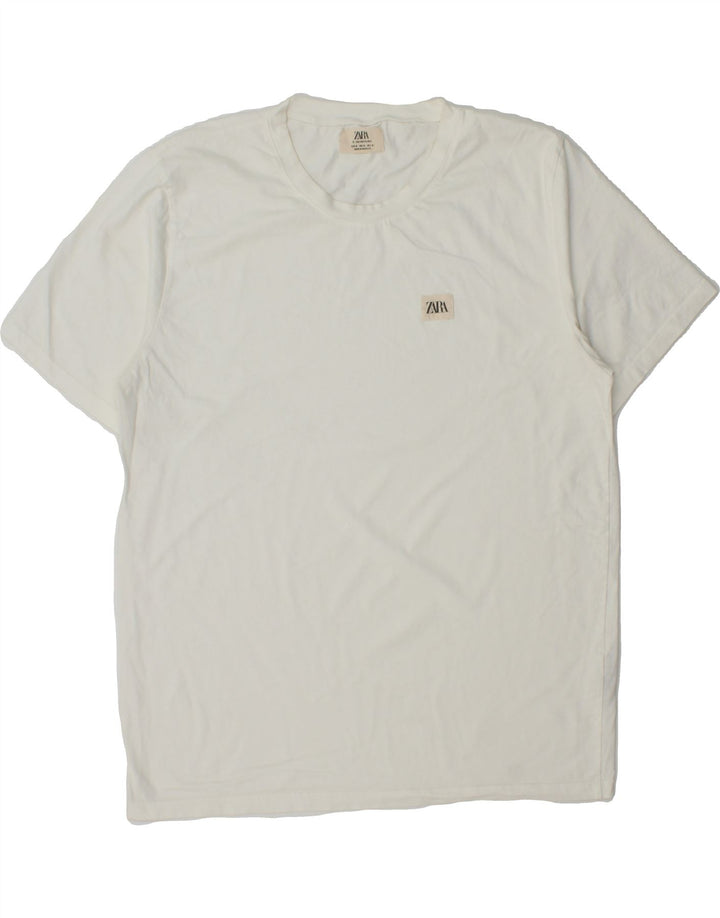 ZARA Mens T-Shirt Top Medium White Cotton Vintage Zara and Second-Hand Zara from Messina Hembry 