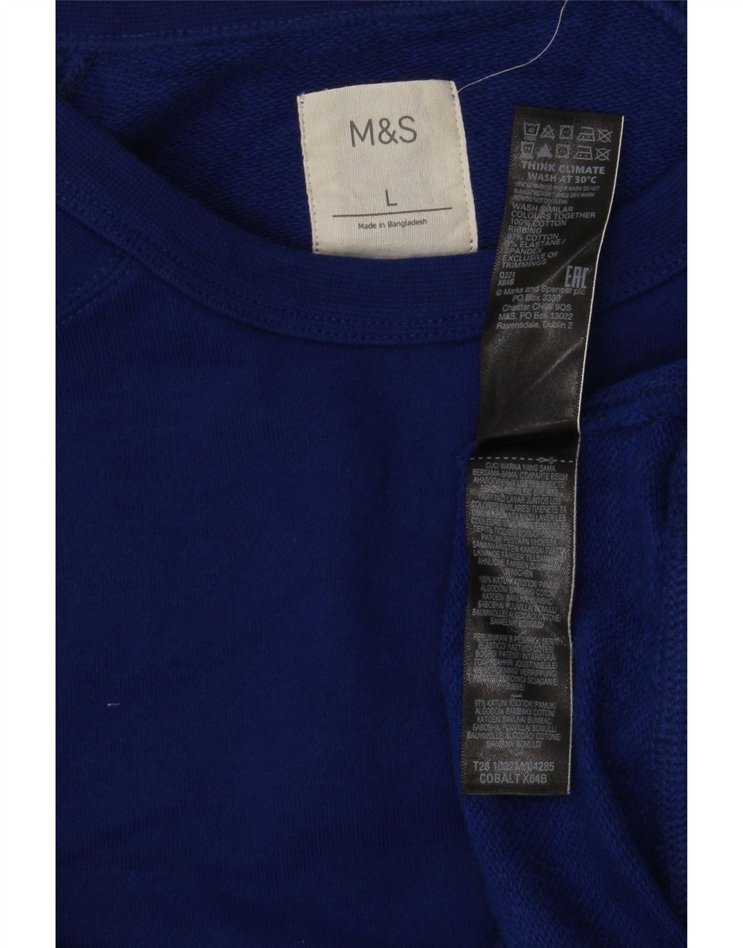 Marks & Spencer - Sudadera para hombre, talla grande, algodón azul