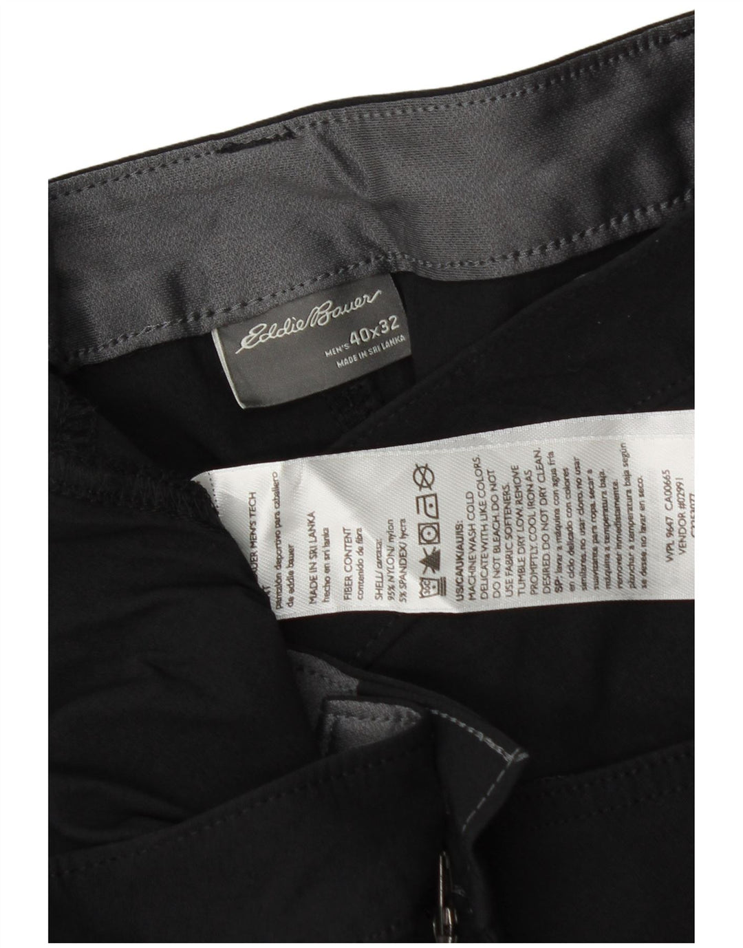 EDDIE BAUER Pantalón cargo recto para hombre W40 L32 Nylon negro