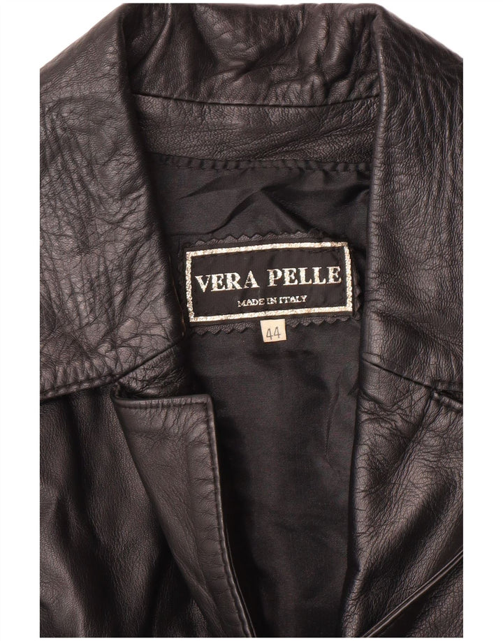 VINTAGE Chaleco de cuero para mujer IT 44 Cuero negro mediano