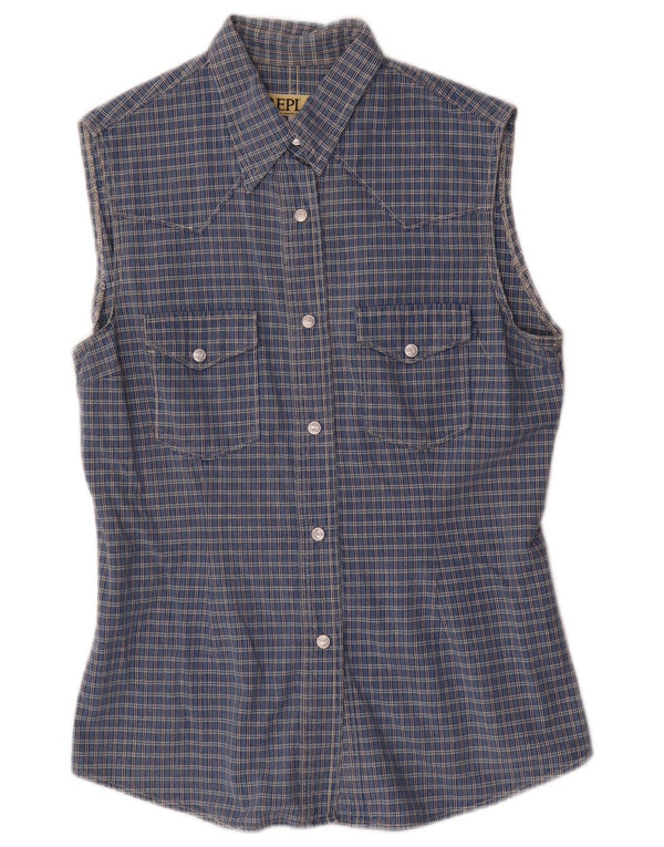 Camisa sin mangas para mujer Replay ES 40 XL Algodón a cuadros azules