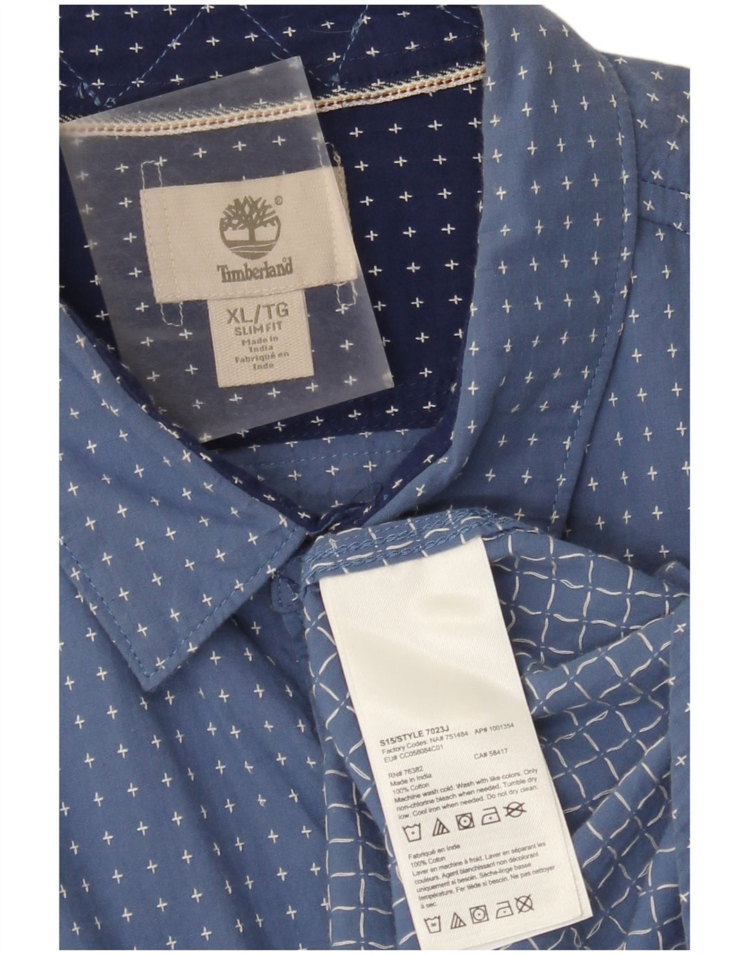 Timberland Camisa Slim Fit con estampado abstracto para hombre XL Algodón azul