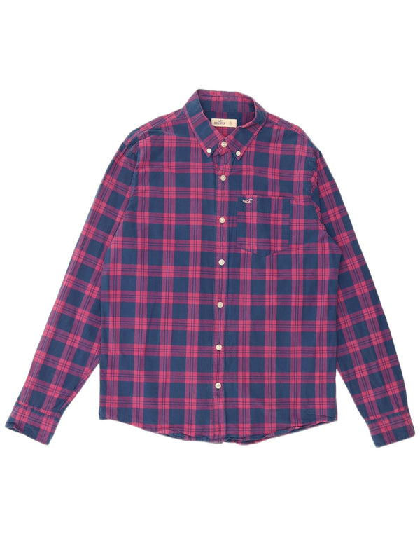 Camisa HOLLISTER para hombre de algodón a cuadros azules grandes