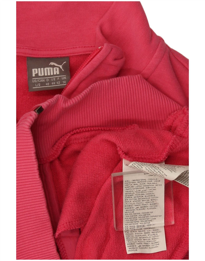 Puma Mujer Chándal Top Chaqueta Reino Unido 14 Grande Rosa Algodón