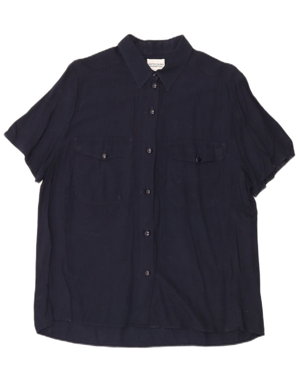 Camisa Benetton Mujer Manga Corta ES 40 XL Azul Marino