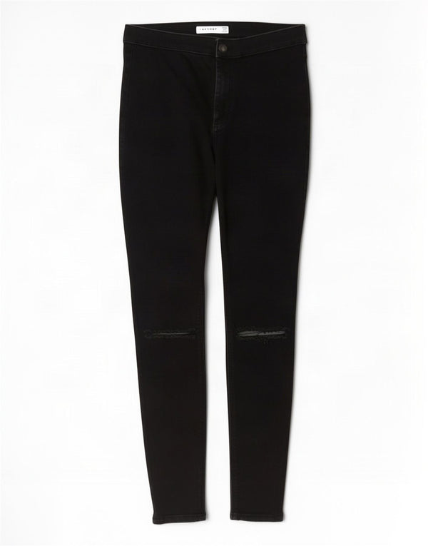 Topshop Vaqueros ajustados desgastados Joni Crop para mujer W30 L26 Algodón negro