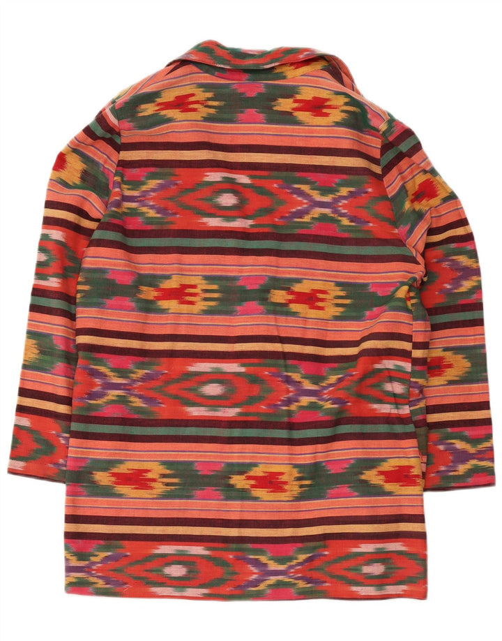 Vintage mujer 2 botones Blazer chaqueta Reino Unido 18 XL multicolor Ikat algodón