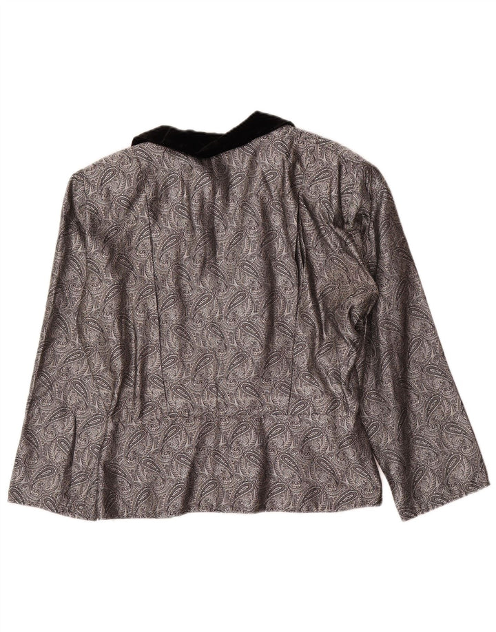 Vintage mujer Cardigan Top IT 42 Plata Mediana Paisley Seda