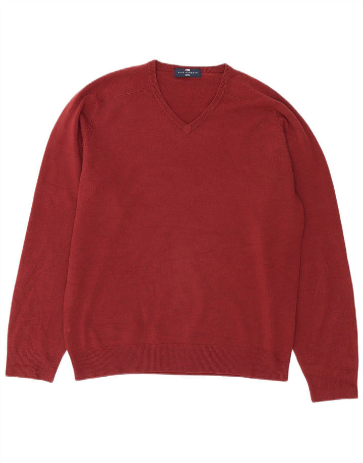 Marks & Spencer Suéter tipo jersey con cuello en V azul Harbor para hombre Burdeos medio