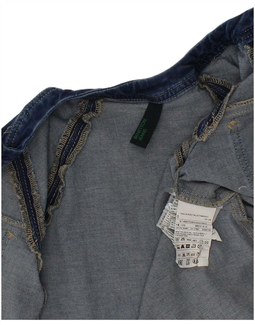 Benetton Chaqueta Vaquera Niña 6-7 Años Small Azul Algodón