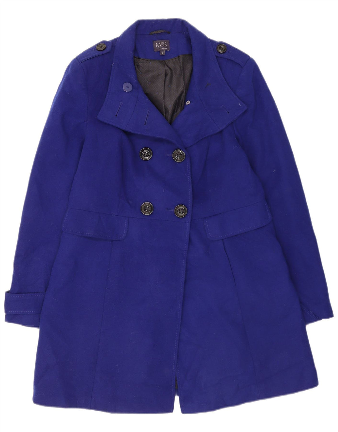 Marks & Spencer Abrigo militar de doble botonadura para mujer UK 42 Azul medio