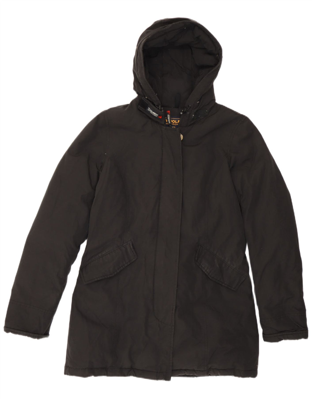 Woolrich Abrigo acolchado con capucha para mujer Reino Unido 44 Algodón negro mediano