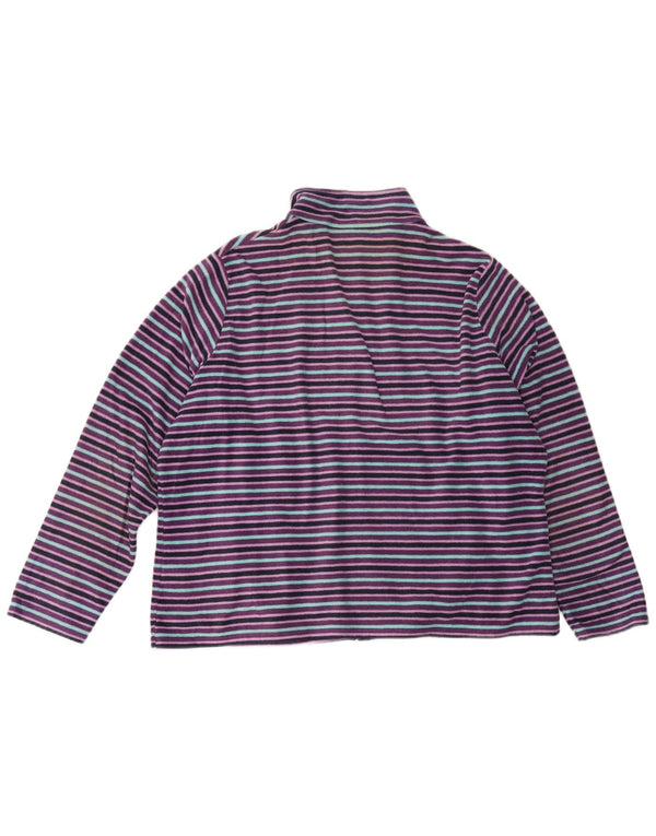 Marks & Spencer Chaqueta polar para mujer UK 22 2XL Poliéster a rayas moradas