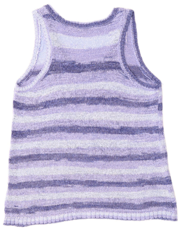 ZARA Womens Vest Tank Top UK 14 Medium Blue Striped Acrylic