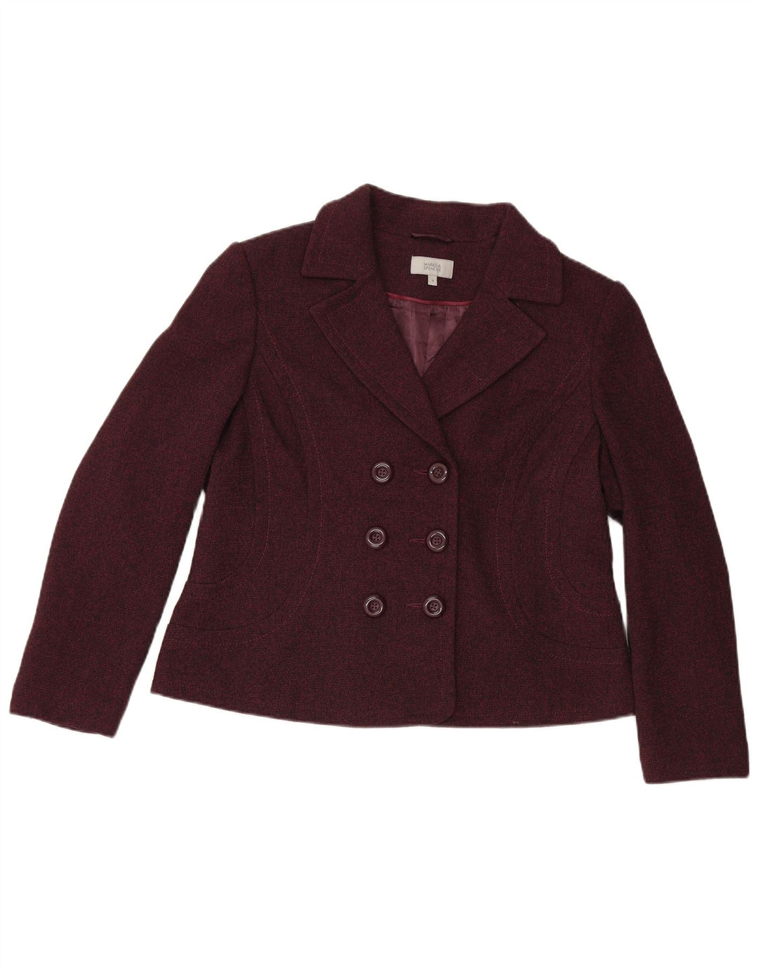 Marks & Spencer Chaqueta tipo blazer con doble botonadura para mujer UK 40 XL Borgoña