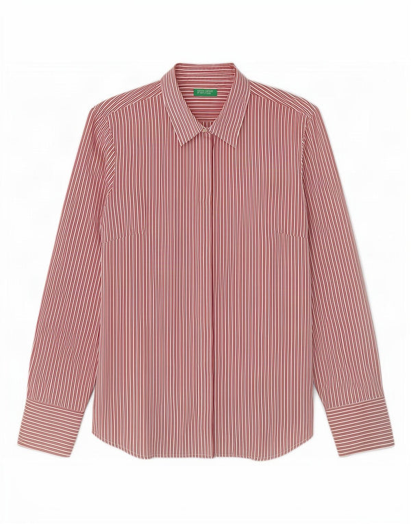 Camisa Benetton Mujer UK 44 Large Rojo Raya diplomática