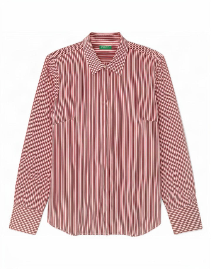 Camisa Benetton Mujer UK 44 Large Rojo Raya diplomática