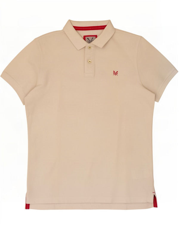 Crew Clothing Polo para hombre de algodón blanco roto mediano