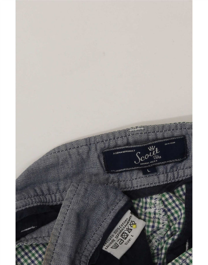 Pantalones cortos chinos Scout para hombre, talla grande, W34, algodón a cuadros verdes