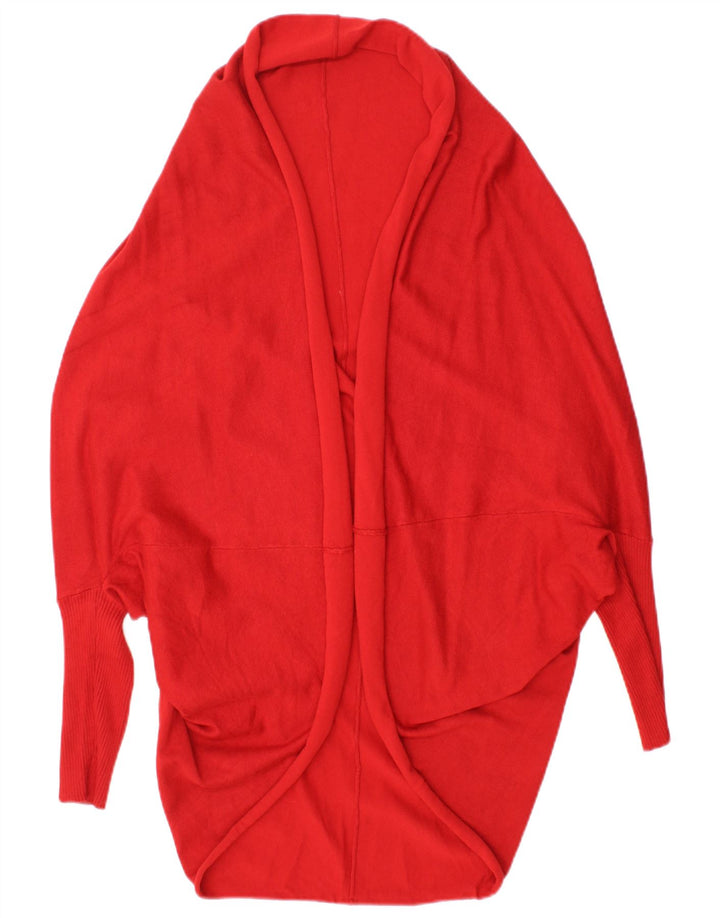 Zara Suéter tipo cárdigan abierto, largo, extragrande, para mujer, talla 44, talla M, color rojo