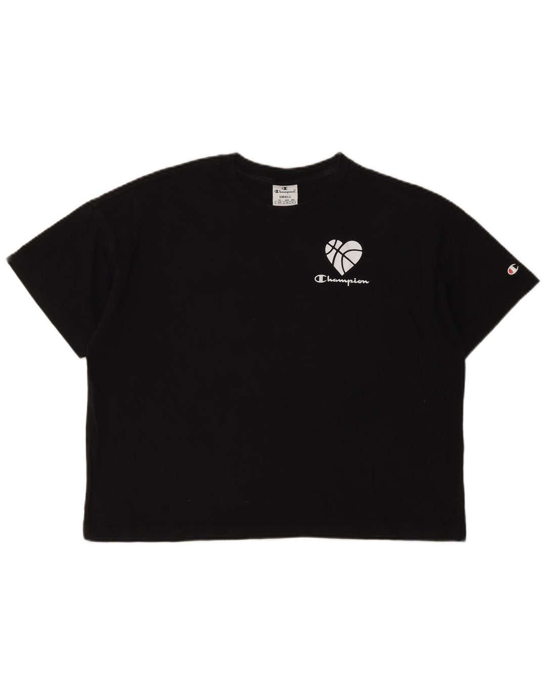 CHAMPION Camiseta corta con gráfico extragrande para mujer UK 10 Small Black