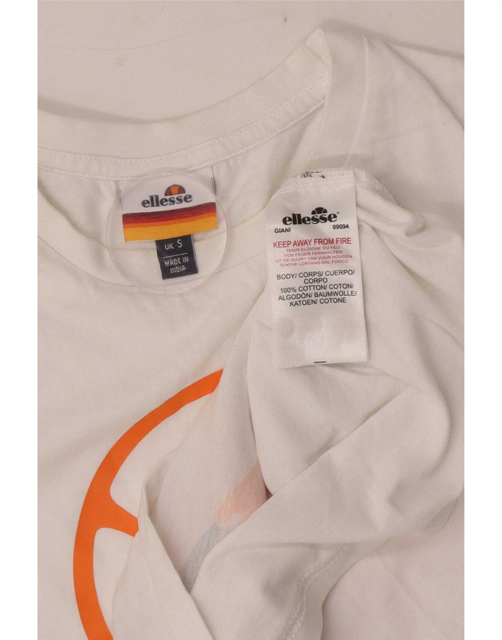 Ellesse - Camiseta gráfica para hombre, talla pequeña, algodón blanco