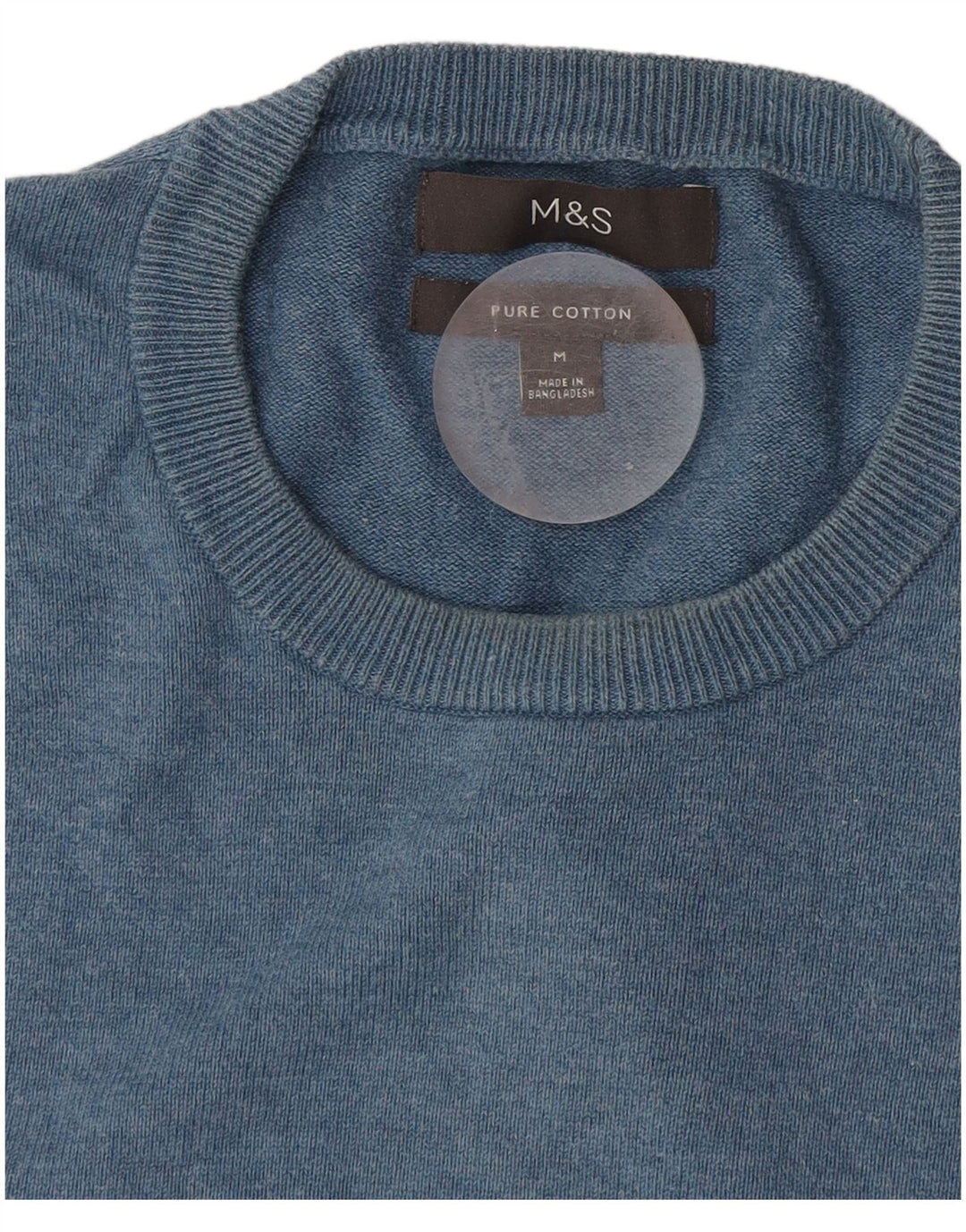 Marks & Spencer Jersey de cuello redondo para hombre de algodón azul medio