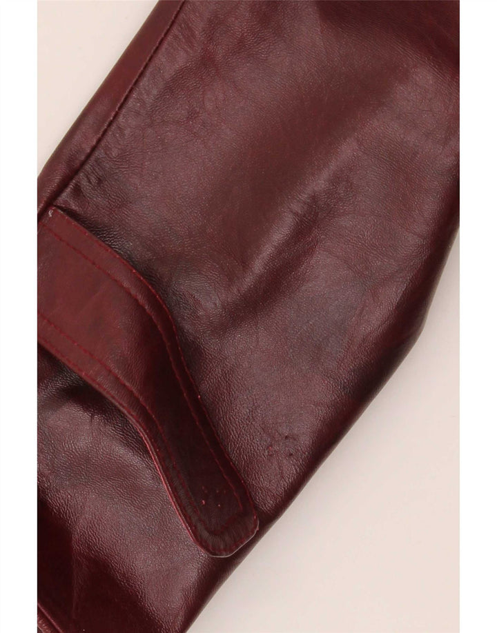 Vintage mujer chaqueta de cuero Reino Unido 26 5XL Borgoña