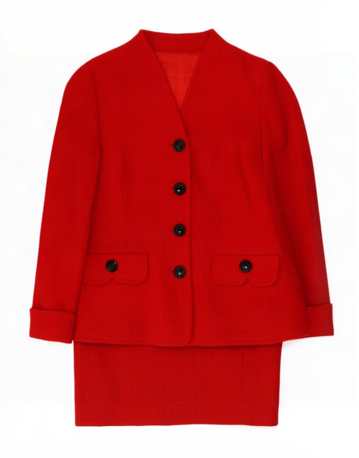 Luisa Spagnoli Conjunto de falda de 2 piezas con 4 botones para mujer IT 42 Medium W26 Lana roja