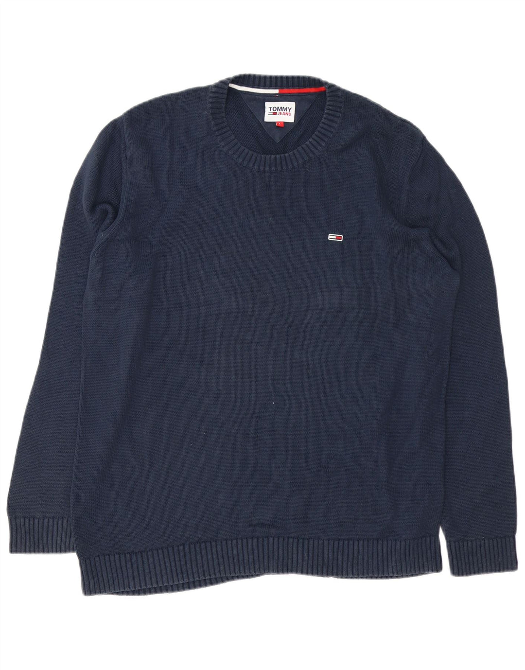 Tommy Hilfiger Jersey de cuello redondo para hombre, talla grande, algodón azul marino