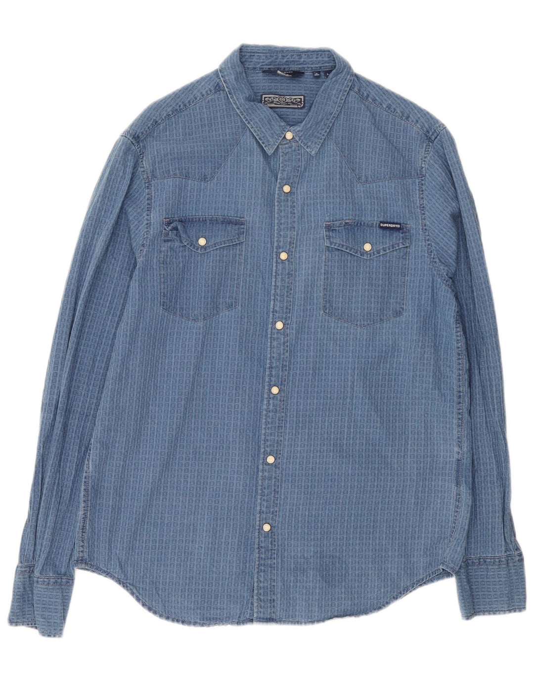 Camisa Superdry para hombre de algodón a cuadros azules grandes